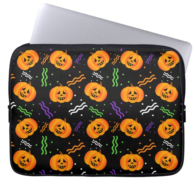 Festive Jack-O'-Lantern Laptop Sleeve (Voorkant)