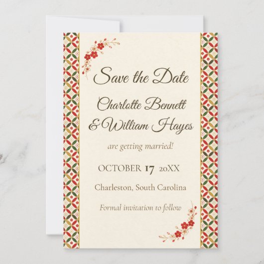 Festive Japanese Blossom Save the Date (Voorkant)