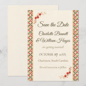 Festive Japanese Blossom Save the Date (Voorkant / Achterkant)