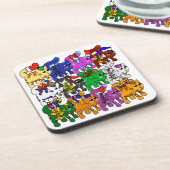 Festive Jolly Meowy kerstkatten Bier Onderzetter (Linkerzijde)