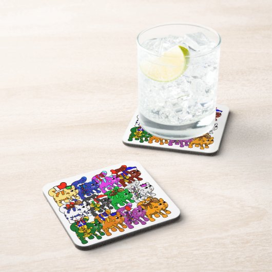 Festive Jolly Meowy kerstkatten Bier Onderzetter (Rechterzijde)