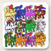 Festive Jolly Meowy kerstkatten Bier Onderzetter (Voorkant)