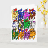 Festive Jolly Meowy kerstkatten Kaart (Gele Bloem)