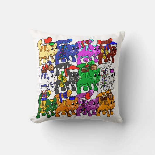Festive Jolly Meowy kerstkatten Kussen (Voorkant)