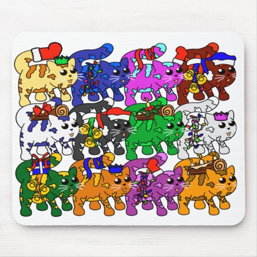 Festive Jolly Meowy kerstkatten Muismat (Voorkant)