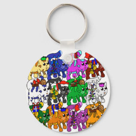 Festive Jolly Meowy kerstkatten Sleutelhanger