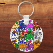 Festive Jolly Meowy kerstkatten Sleutelhanger (Voorkant)
