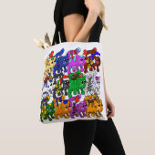 Festive Jolly Meowy kerstkatten Tote Bag (Dichtbij)