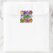 Festive Jolly Meowy kerstkatten Vierkante Sticker (Tas)