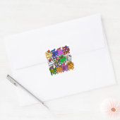 Festive Jolly Meowy kerstkatten Vierkante Sticker (Envelop)