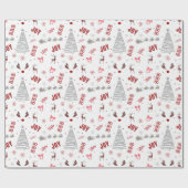 Festive Joy Christmas – Santa, Reindeer & Ho Ho Ho Cadeaupapier (Vlak)