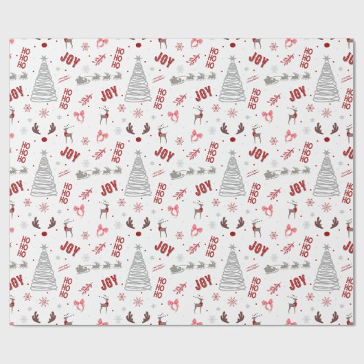 Festive Joy Christmas – Santa, Reindeer & Ho Ho Ho Cadeaupapier (Vlak)