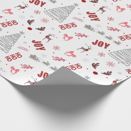Festive Joy Christmas – Santa, Reindeer & Ho Ho Ho Cadeaupapier (Hoek)