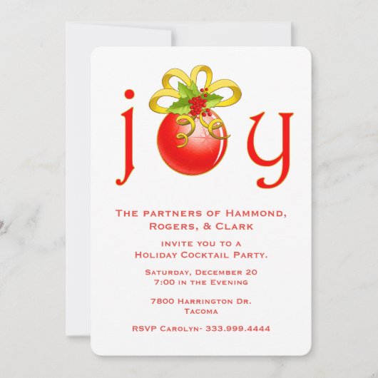 Festive Joy Coporate Holiday Uitnodiging (Voorkant)