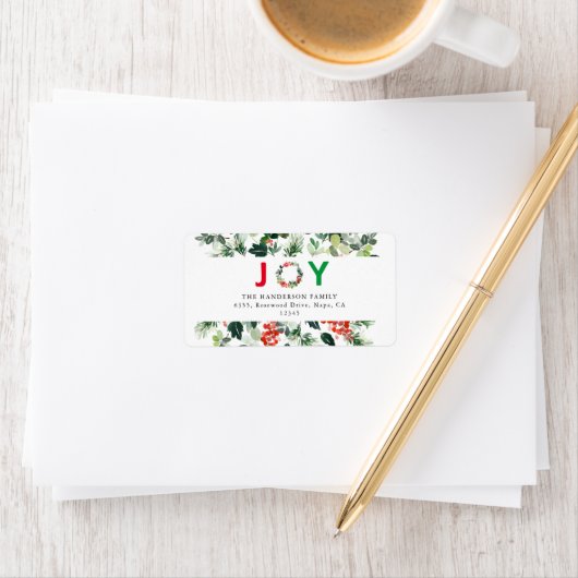 Festive Joy Elegant Return Address Label (Insitu)