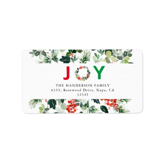 Festive Joy Elegant Return Address Label (Voorkant)