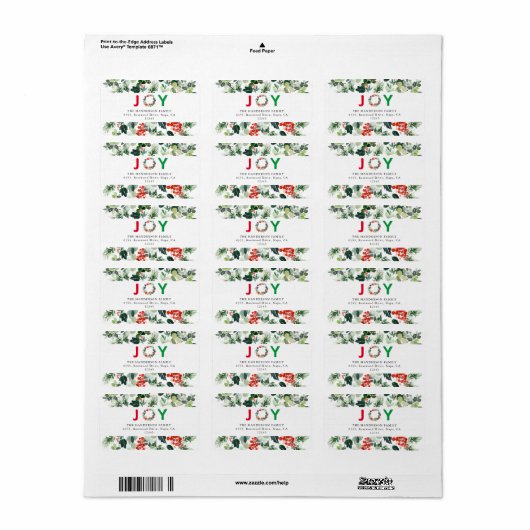 Festive Joy Elegant Return Address Label (Full Sheet)