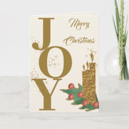 Festive Joy Gold Green Red Berry kerst Feestdagen Kaart