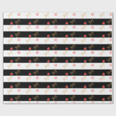Festive Joy Heart Pattern op Striped Black & White Cadeaupapier (Vlak)