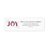 Festive Joy Kerstmis Adres Label Sticker (Voorkant)