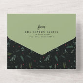 Festive JOY kerstmis Wreatgreen 1 foto All In One Uitnodiging (Achterkant)