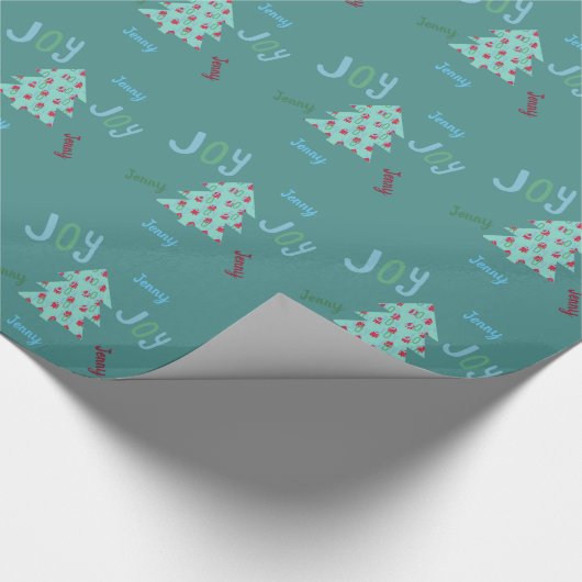 Festive JOY | Named Turquoise kerstcadeautjes Cadeaupapier (Hoek)