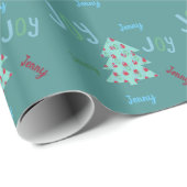 Festive JOY | Named Turquoise kerstcadeautjes Cadeaupapier (Rol Hoek)
