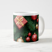 "Festive Joy — Red & Gold Christmas Magic" Grote Koffiekop (Voorkant rechts)