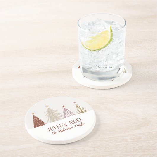 Festive Joyeux Noel Kerstfeestdag - Startpagina Zandsteen Onderzetter (Zijkant)