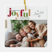 Festive Joyful 2 Foto Kerstmis Keramisch Ornament (Voorkant)
