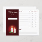 Festive-kaarsen op de rode kerstcadeaulijst (Voorkant / Achterkant)