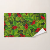 Festive kerst Green Holly laat rode bessen Handdoek (Handdoek)