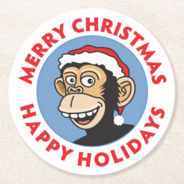 Festive-kerstaap Ronde Kartonnen Onderzetter