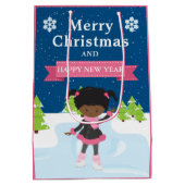 Festive-kerstAfrikaans-Amerikaans meisje Medium Cadeauzakje (Achterkant)