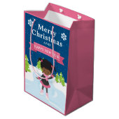 Festive-kerstAfrikaans-Amerikaans meisje Medium Cadeauzakje (Achterkant Gekanteld)