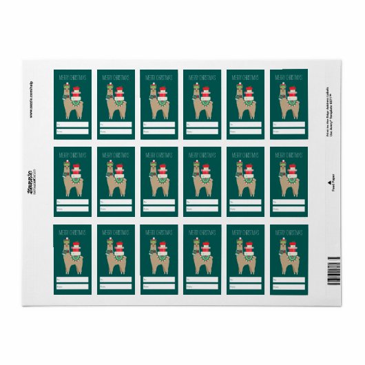 Festive Kerstalpaca - Persoonlijke cadeauLabels Etiket (Full Sheet)