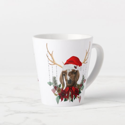 Festive kerstboer Goat Kind Latte Mok (Rechterhoek)