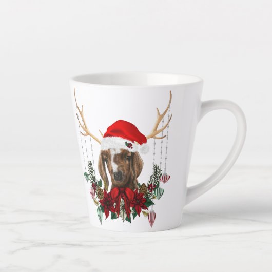 Festive kerstboer Goat Kind Latte Mok (Rechts)