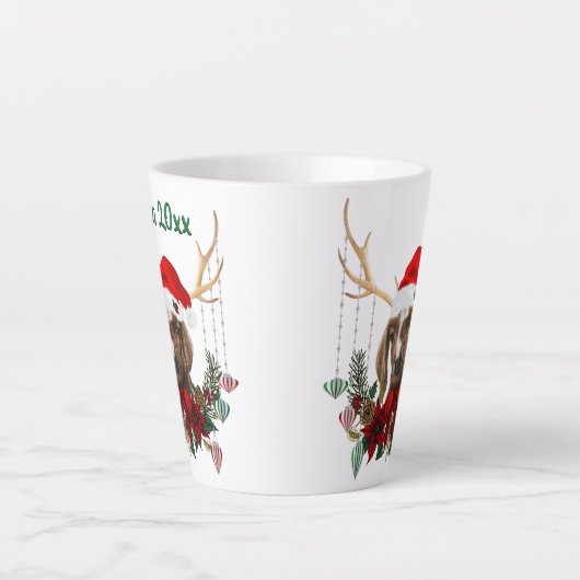 Festive kerstboer Goat Kind Latte Mok (Voorkant)