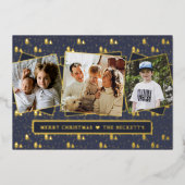 Festive kerstbomen 3 Foto-collage Real Folie Feestdagenkaart (Voorkant)