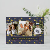 Festive kerstbomen 3 Foto-collage Real Folie Feestdagenkaart (Staand Voorkant)