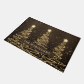 Festive kerstbomen Gold met familienaam  Deurmat (Schuin)