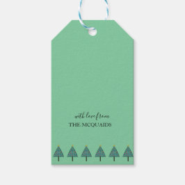 Festive kerstbomen Green Pattern Gift Label Cadeaulabel