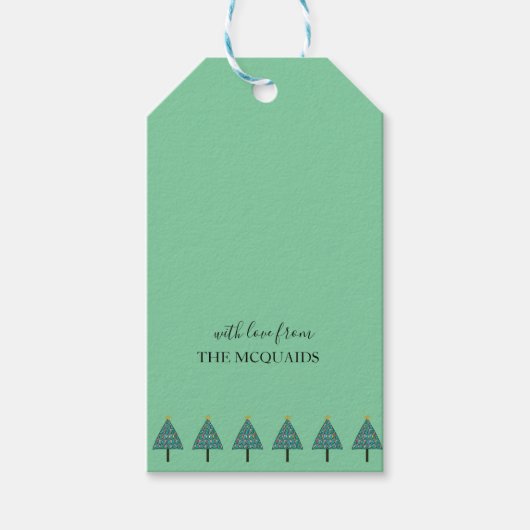 Festive kerstbomen Green Pattern Gift Label Cadeaulabel (Voorkant)