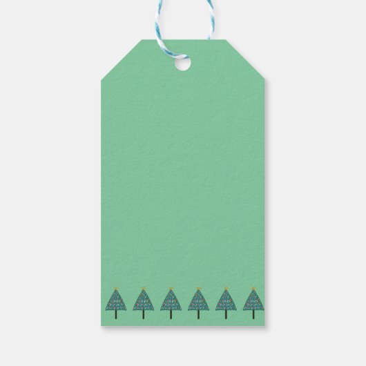 Festive kerstbomen Green Pattern Gift Label Cadeaulabel (Achterkant)