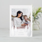 Festive kerstbomen Twee foto's Folie Feestdagenkaart (Staand Voorkant)