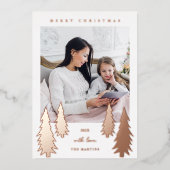 Festive kerstbomen Twee foto's Folie Feestdagenkaart (Voorkant)