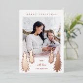 Festive kerstbomen Twee foto's Folie Feestdagenkaart (Staand Voorkant)