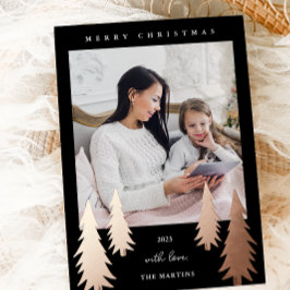 Festive kerstbomen Two Photo Black Folie Feestdagenkaart