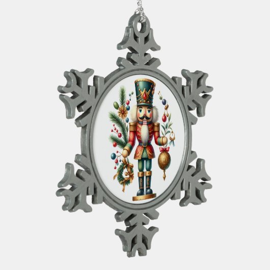 Festive-kerstbont Tin Sneeuwvlok Ornament (Links)